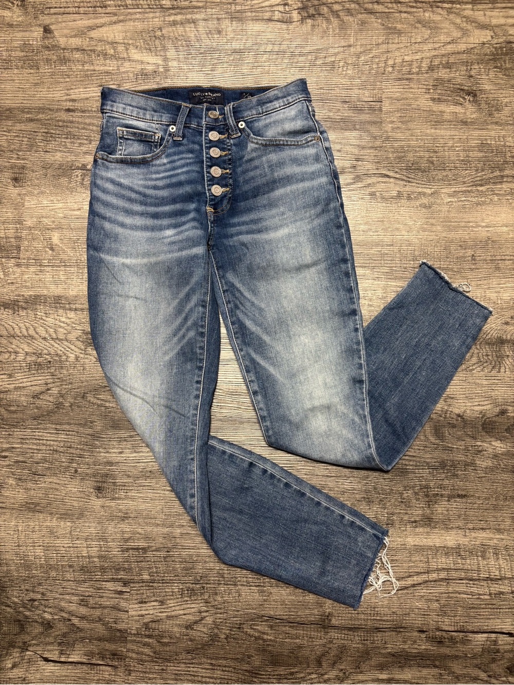 Lucky Brand Women's High-Rise Button-Fly Skinny Jeans in Blue Wash